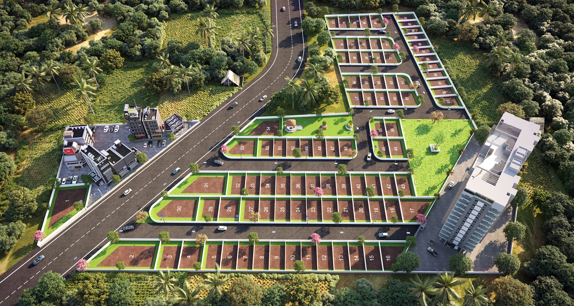 Aerial view of the Rangoli plotted development